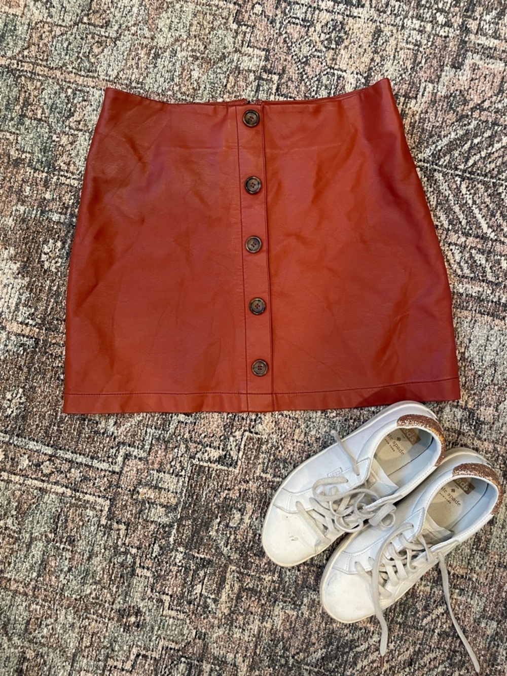 Forever 21 Faux Leather Button Front Mini Skirt Medium